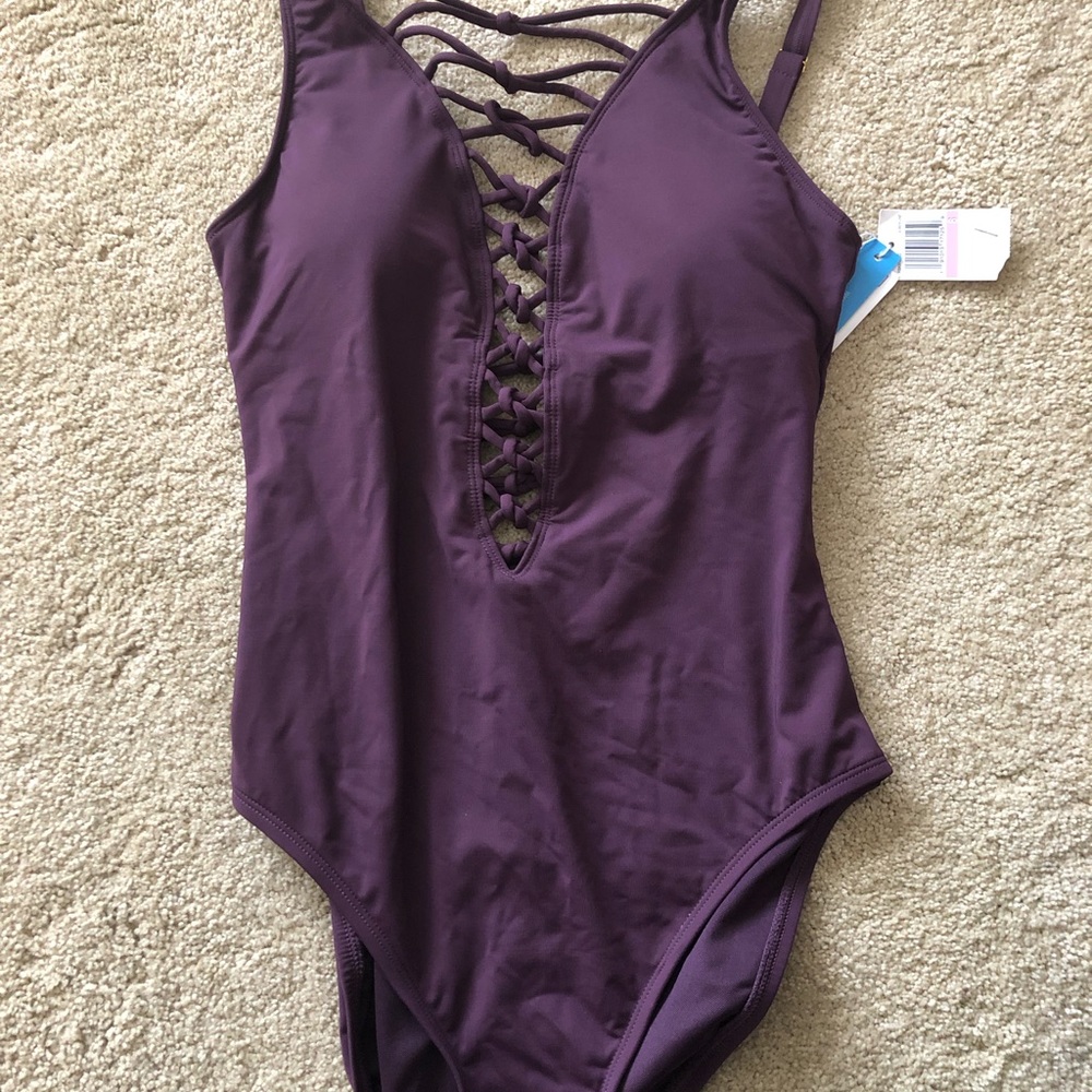 Bleu Rod Beattie lace up one piece bathing suit